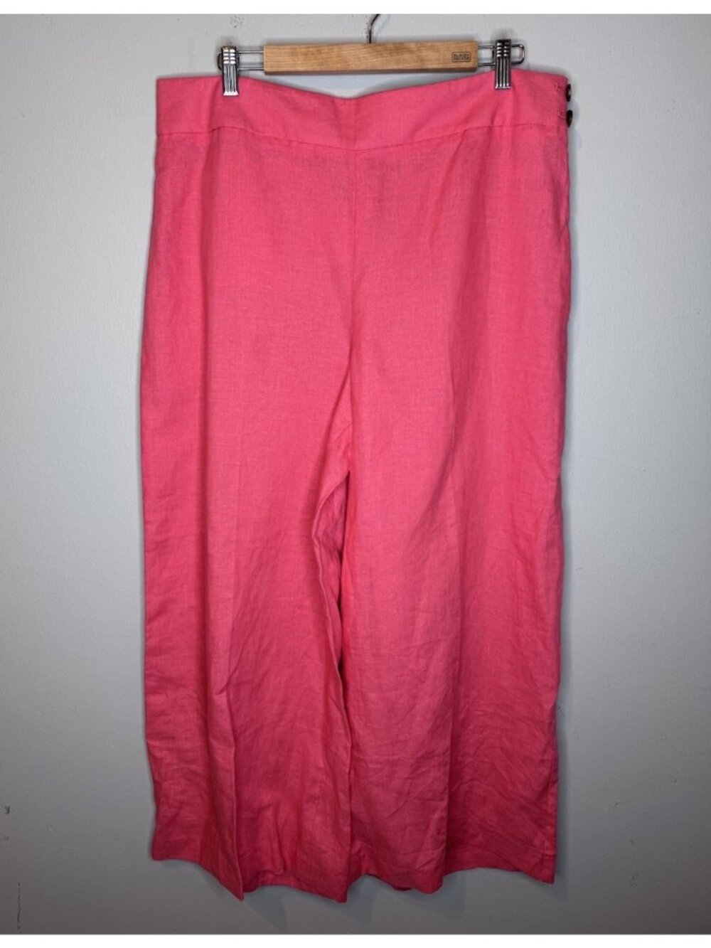 Talbots 14 New Pink Wide Leg Linen Pants Barbie Preppy Women’s